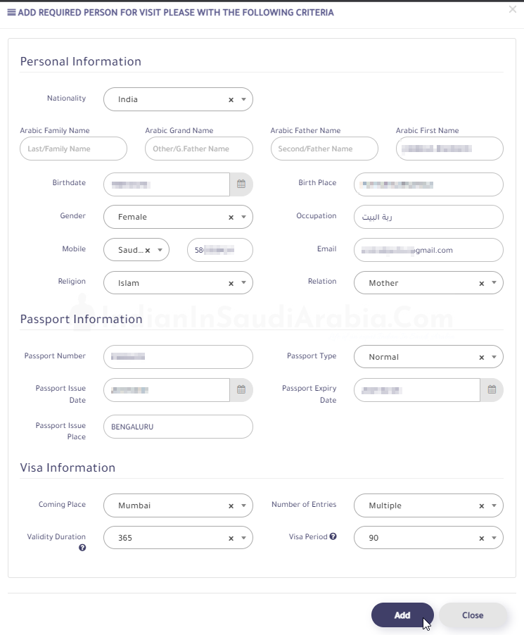 Fill Visa Form
