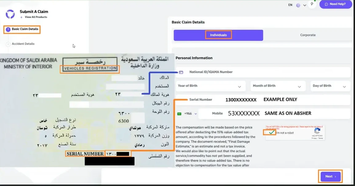 Submitting insurance claim online