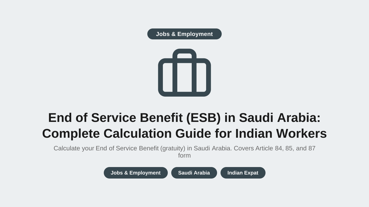 End of Service Benefit (ESB) in Saudi Arabia: Complete Calculation Guide for Indian Workers