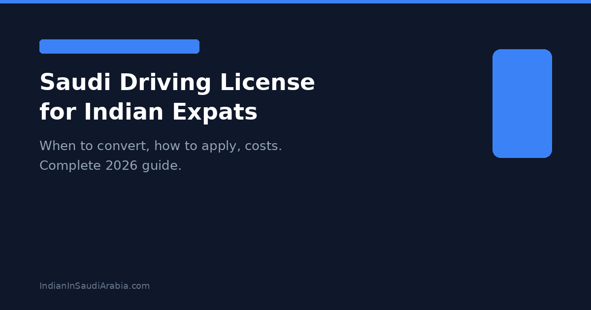 Indian driving license in Saudi Arabia — how long can you use it, when must you convert, and how to get a Saudi license. Updated rules for 2026.